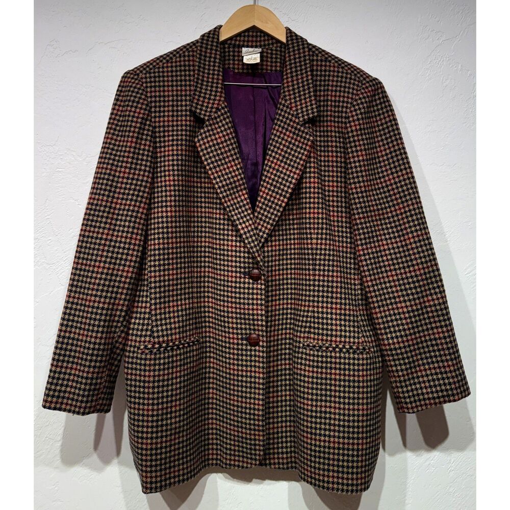 Vintage Wool Blazer Women 18 (Vintage 18) Houndstooth Blend Jacklyn Smith - Picture 1 of 8